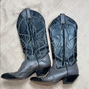 Tony Lama Black Leather Western Boots
